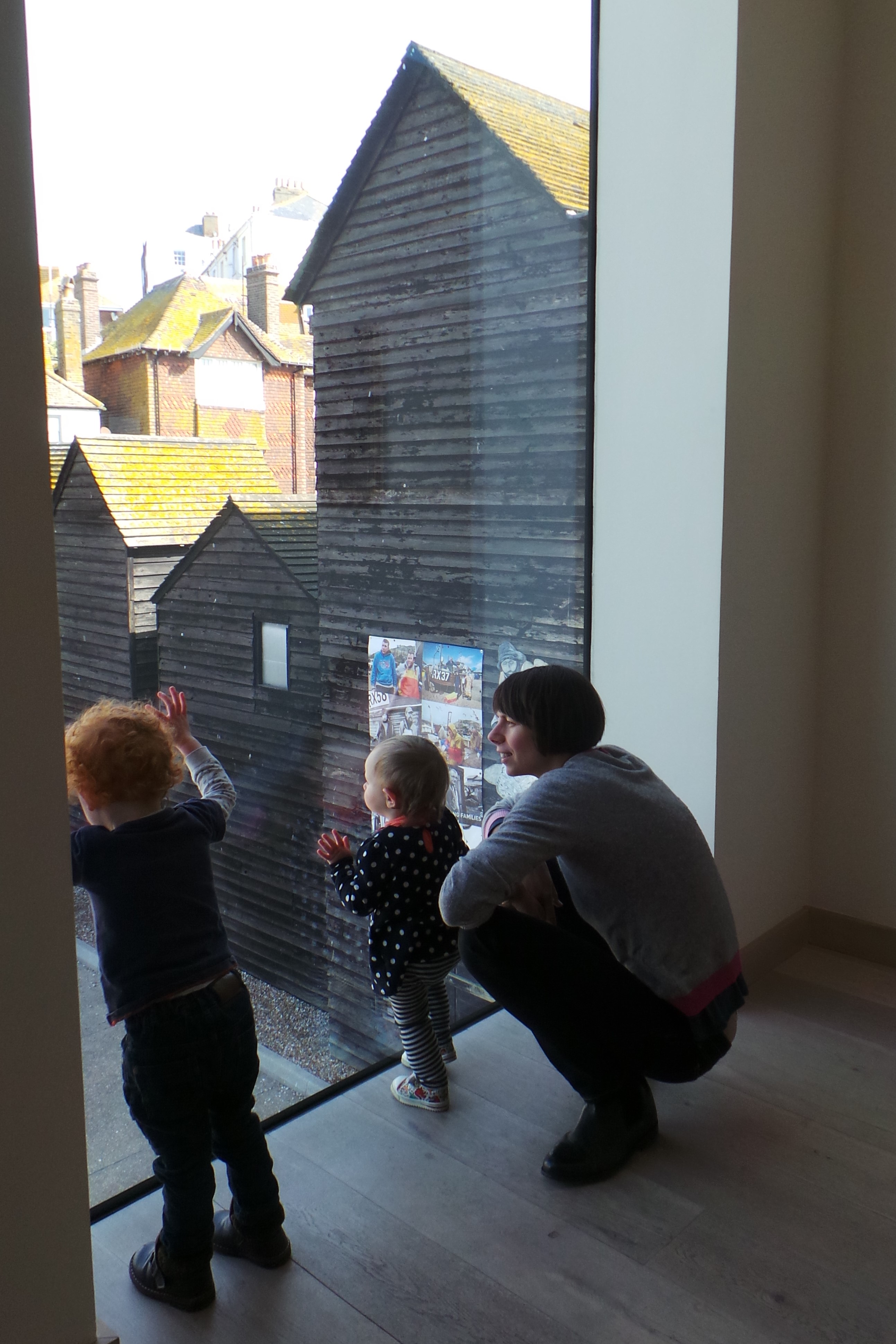 Family looking out of window