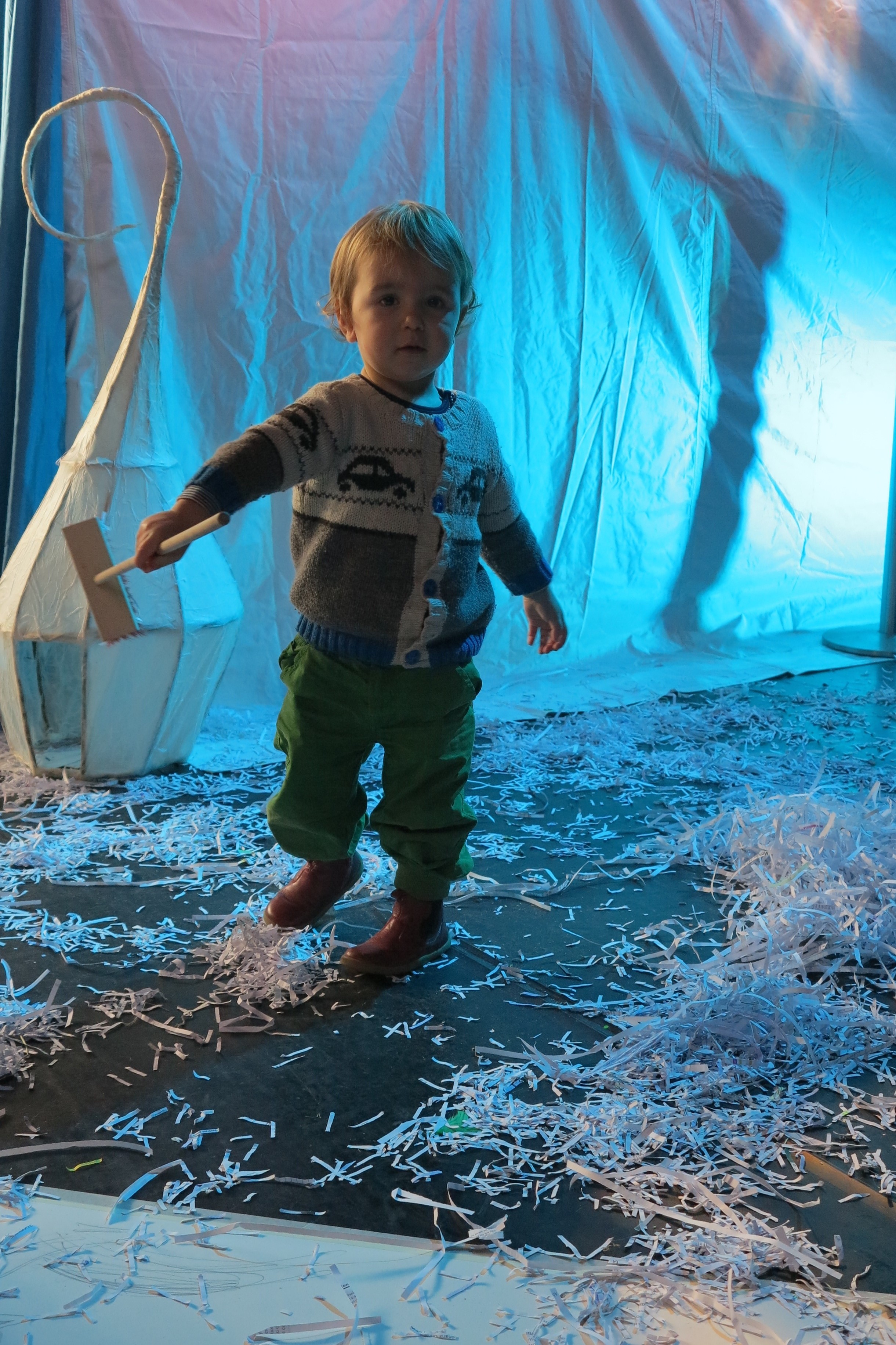 Toddler in a light display
